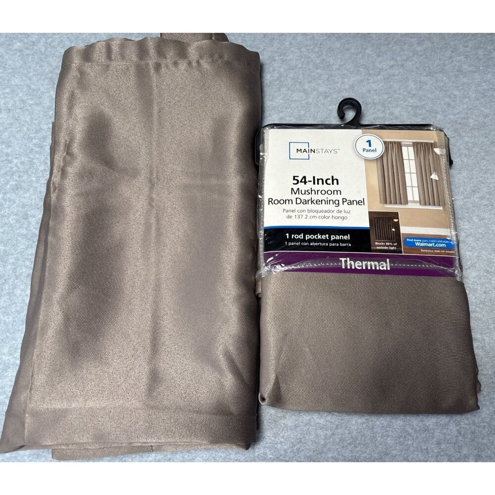 54x54" Mushroom Room Darkening Panel By Mainstays Thermal 2 Rod Pocket Curtain P